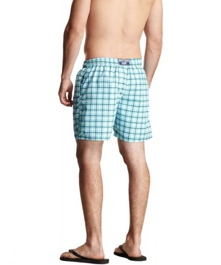 Board Shorts Men's Surf Swim Trunks - Blue/White Plaid - CH11F1RU29X