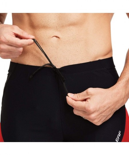 Racing Men's Square Leg Athletic Swim Jammers Durable Training Splice Swimsuit - Black/Red - C7197KLOHIC