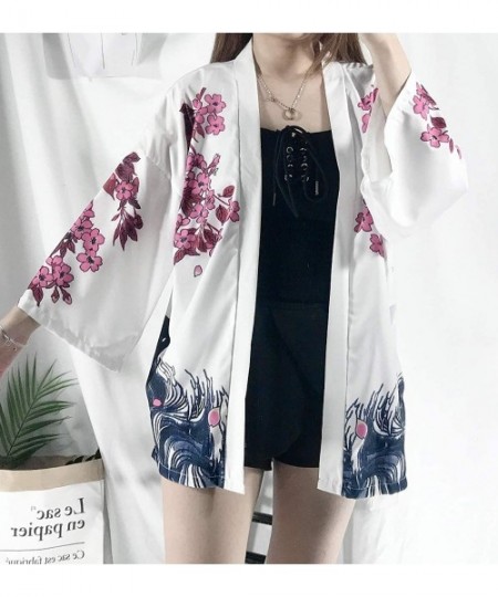 Cover-Ups Women's Loose fit Japanese Shawl Kimono Cover up Cardigan OneSize US S-XL - Style 38 - CR19DSAI97X