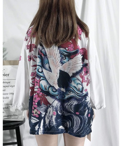 Cover-Ups Women's Loose fit Japanese Shawl Kimono Cover up Cardigan OneSize US S-XL - Style 38 - CR19DSAI97X