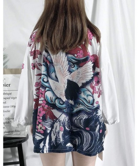 Cover-Ups Women's Loose fit Japanese Shawl Kimono Cover up Cardigan OneSize US S-XL - Style 38 - CR19DSAI97X