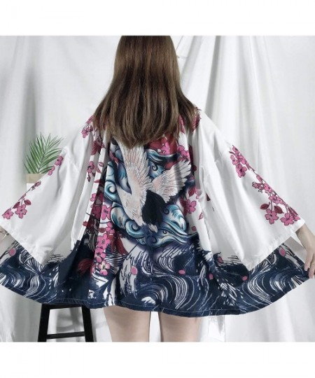 Cover-Ups Women's Loose fit Japanese Shawl Kimono Cover up Cardigan OneSize US S-XL - Style 38 - CR19DSAI97X