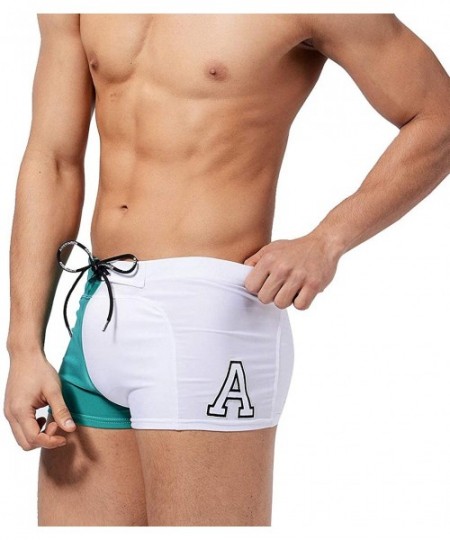 Briefs Men's Swim Trunks Drawstring Quick Dry Nylon Swimming Briefs - A-greenwhite - CK18UE5Q50Z