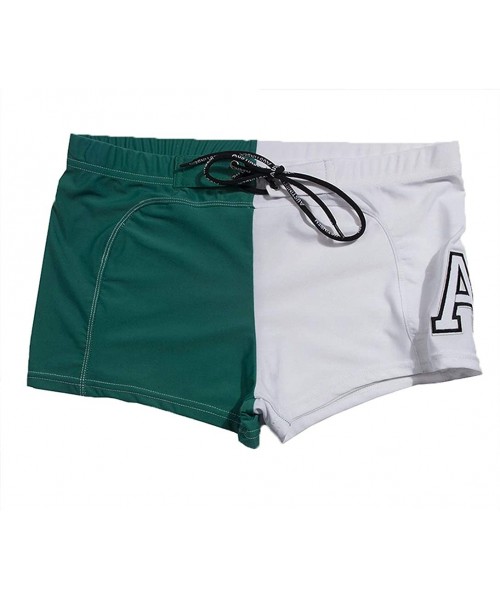 Briefs Men's Swim Trunks Drawstring Quick Dry Nylon Swimming Briefs - A-greenwhite - CK18UE5Q50Z