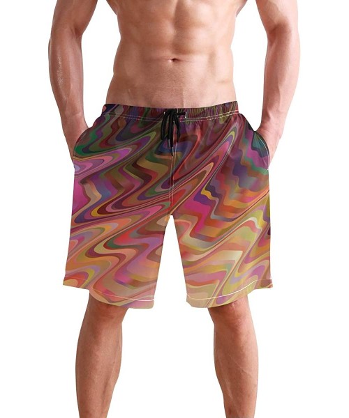 Racing Mens Swim Trunks Anchors Starfish Beach Board Shorts - Dark Pink - CE18NX8U4OA