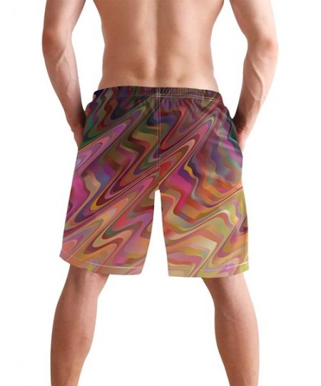 Racing Mens Swim Trunks Anchors Starfish Beach Board Shorts - Dark Pink - CE18NX8U4OA