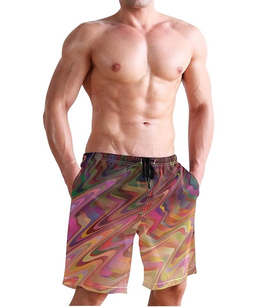 Racing Mens Swim Trunks Anchors Starfish Beach Board Shorts - Dark Pink - CE18NX8U4OA