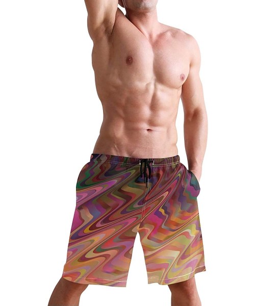 Racing Mens Swim Trunks Anchors Starfish Beach Board Shorts - Dark Pink - CE18NX8U4OA