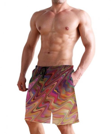 Racing Mens Swim Trunks Anchors Starfish Beach Board Shorts - Dark Pink - CE18NX8U4OA