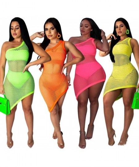 Sets UPSTONE Women's 3 Pieces Swimwear Sexy Summer Beach Dresses Bandeau Top Bikini Set Fishnet One Shoulder Cover Up Outfits...