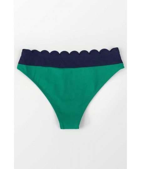 Tankinis Women's Tummy Coverage Bikini Bottom - Navy Green - CE198Q0Q0YA