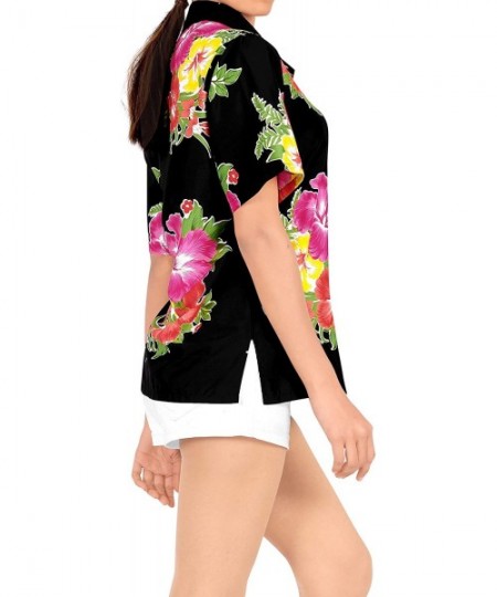 Cover-Ups Women Hawaiian Shirt Lightweight Button Down Collar Short Sleeves Pink - Pink_x18 - CF12N16GPEH