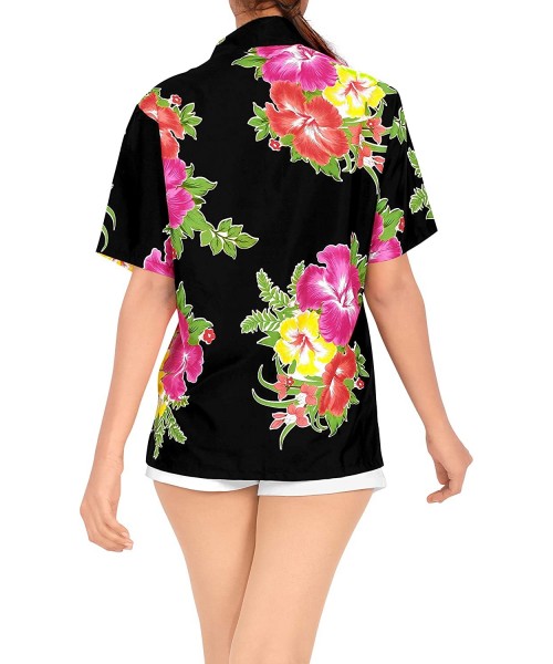 Cover-Ups Women Hawaiian Shirt Lightweight Button Down Collar Short Sleeves Pink - Pink_x18 - CF12N16GPEH