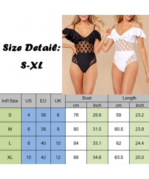 One-Pieces Womens One Piece Swimwear Polka Dot Mesh Patchwork Swimsuits - White - CS18SD2NQ5O