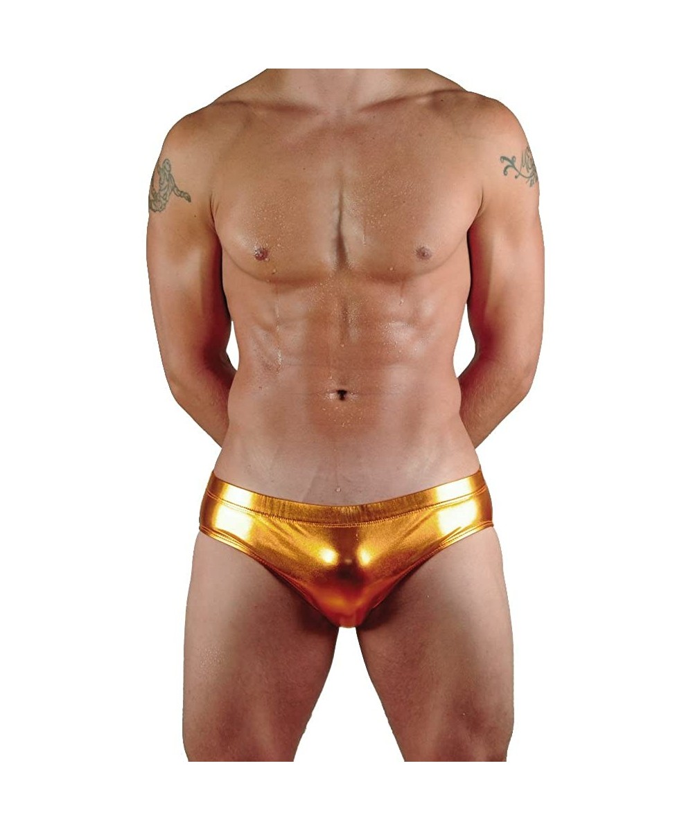 Briefs Mens Hot Body Bikini Swimsuit - Liquid Copper - C91156KH7QV