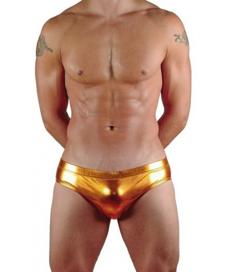 Briefs Mens Hot Body Bikini Swimsuit - Liquid Copper - C91156KH7QV