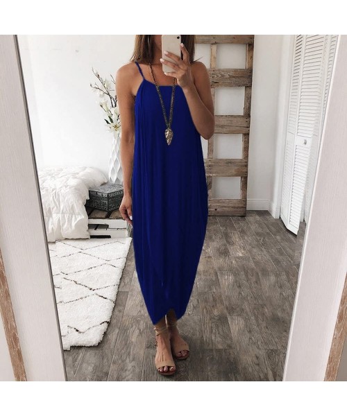 Racing Women Dress Summer Casual Loose Sleeveless Long Dress Straps Homewear Dress Elegant Holiday Casual Party Beach Dress -...