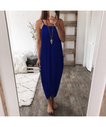 Racing Women Dress Summer Casual Loose Sleeveless Long Dress Straps Homewear Dress Elegant Holiday Casual Party Beach Dress -...