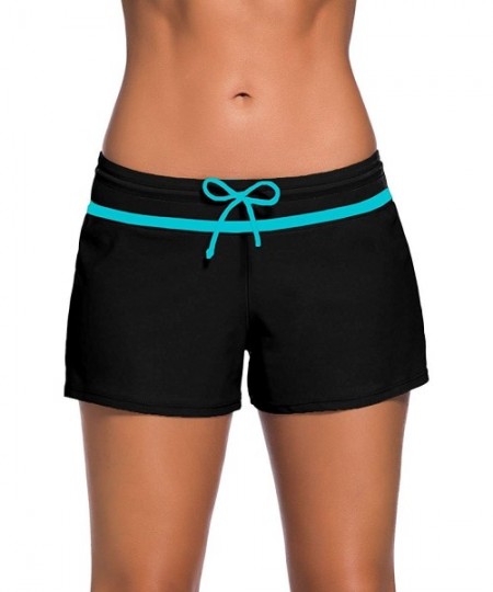 Board Shorts Women Side Split Waistband Swim Shorts with Panty Liner Plus Size S - 3XL - Black Blue - C418I9753TA