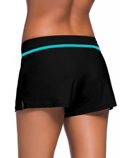 Board Shorts Women Side Split Waistband Swim Shorts with Panty Liner Plus Size S - 3XL - Black Blue - C418I9753TA