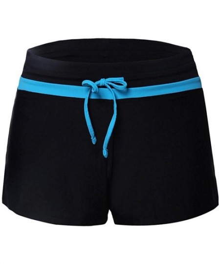 Board Shorts Women Side Split Waistband Swim Shorts with Panty Liner Plus Size S - 3XL - Black Blue - C418I9753TA