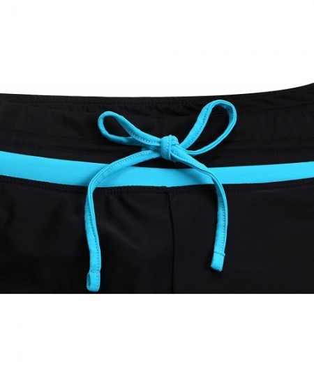 Board Shorts Women Side Split Waistband Swim Shorts with Panty Liner Plus Size S - 3XL - Black Blue - C418I9753TA