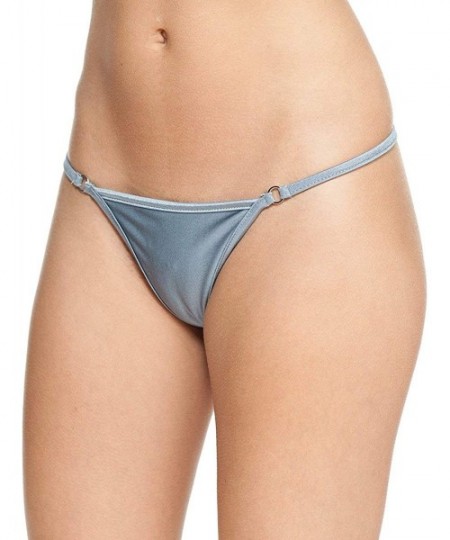 Bottoms Women's New Liquid or Shiny Thong Swimsuit Bottom - Charcoal - CB196EASLKM