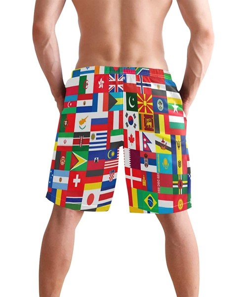 Board Shorts Men's Quick Dry Swim Trunks with Pockets Beach Board Shorts Bathing Suits - World Flag - CR195296I9N