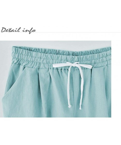 Tankinis Summer Shorts for Women Drape High Waist with Drawstring Solid Oversize Pockets Beach Pants - Light Green - CD198W2OMC6