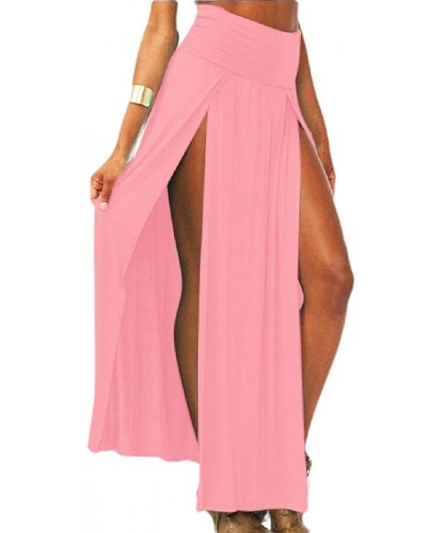 Cover-Ups Women Fashion Summer Split Plain Double Slit Beach Party Maxi Long Skirt - 1 - CT18U44CXWE