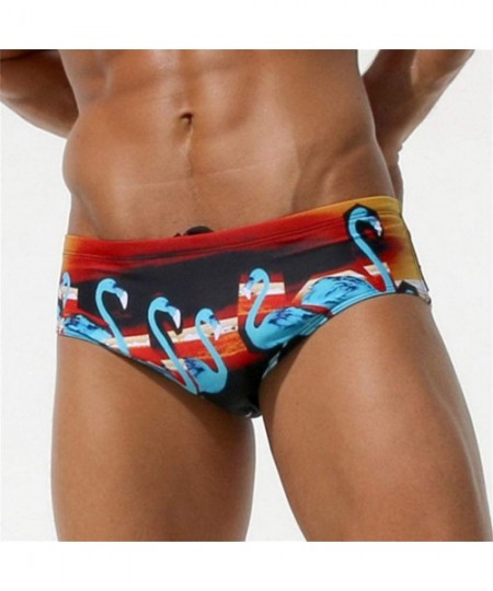 Briefs Sexy Swimwear Fashion Bikini Briefs Boxer Trunks Men Swimsuits Brazilian Cut Short Pants - Red - CB19738O2CM