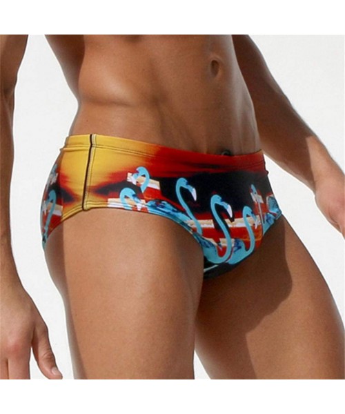 Briefs Sexy Swimwear Fashion Bikini Briefs Boxer Trunks Men Swimsuits Brazilian Cut Short Pants - Red - CB19738O2CM