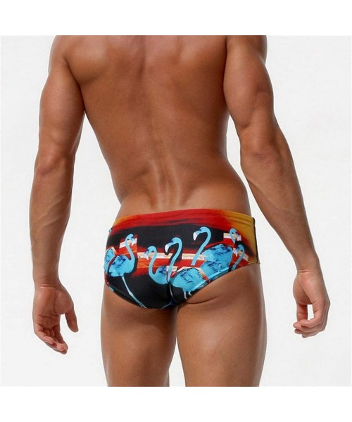 Briefs Sexy Swimwear Fashion Bikini Briefs Boxer Trunks Men Swimsuits Brazilian Cut Short Pants - Red - CB19738O2CM