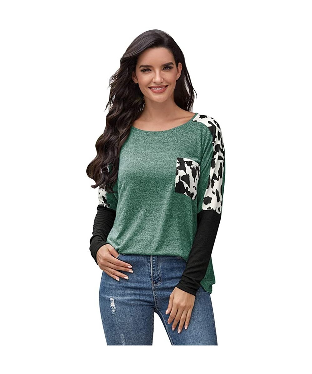 Rash Guards Womens Comfy Casual Tunics Long Sleeve Shirts Blouses Tops - Green - CR19DE9M9XM