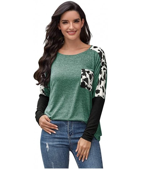 Rash Guards Womens Comfy Casual Tunics Long Sleeve Shirts Blouses Tops - Green - CR19DE9M9XM