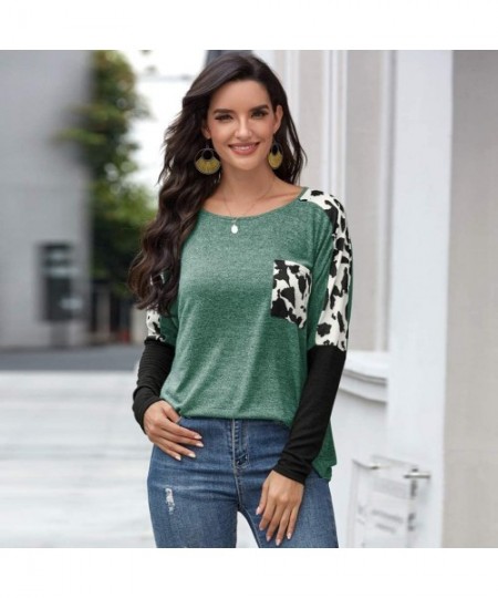 Rash Guards Womens Comfy Casual Tunics Long Sleeve Shirts Blouses Tops - Green - CR19DE9M9XM