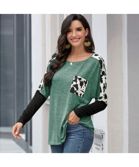 Rash Guards Womens Comfy Casual Tunics Long Sleeve Shirts Blouses Tops - Green - CR19DE9M9XM