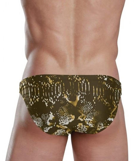 Briefs Mens Swim Bikini Briefs Santa Skull with Sunglass Swimwear Surf Shorts Trunks - Snake Skin Animal Pattern - CO18UY5LCI0