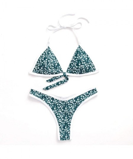 Sets Bikini Set- 2PCS Bow Front Skirt Set- High Waist Thong Bandage Beachwear - Green - CG18W4GZWE4