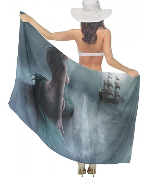 Cover-Ups Women Chiffon Scarf Summer Beach Wrap Skirt Swimwear Bikini Cover-up - Mermaid Tail Pirate Ship - C8190HHUXDY