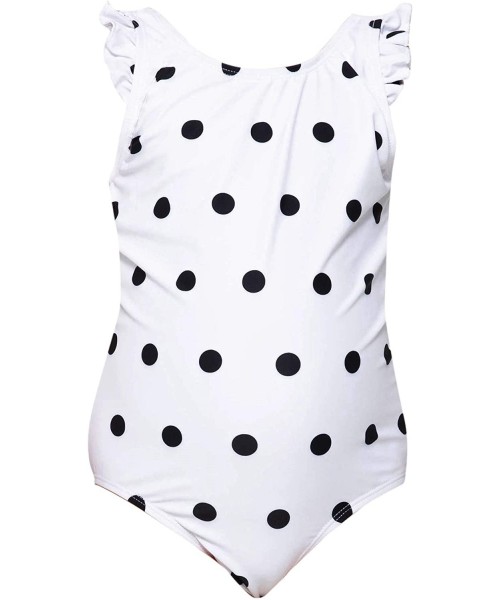 One-Pieces Toddles to Big Girls' One Piece Assorted Summer Bikini Swimsuits - White/Black Dots - CR18R4K0S7U