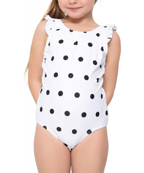 One-Pieces Toddles to Big Girls' One Piece Assorted Summer Bikini Swimsuits - White/Black Dots - CR18R4K0S7U