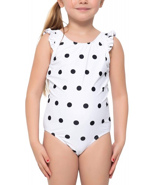 One-Pieces Toddles to Big Girls' One Piece Assorted Summer Bikini Swimsuits - White/Black Dots - CR18R4K0S7U