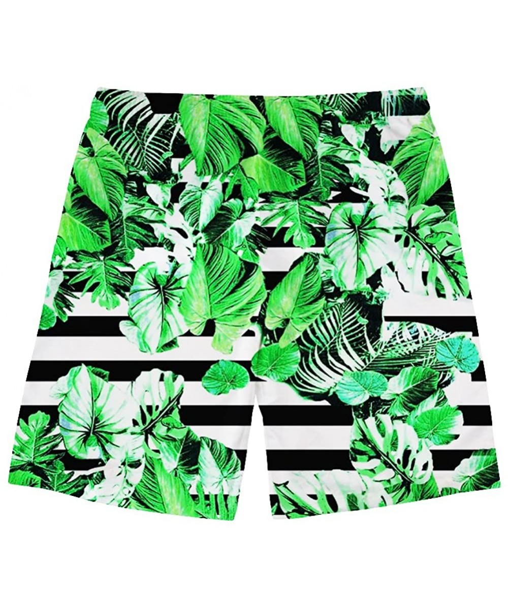 Trunks Tropical Style Mens Beach Swim Surf Shorts Quick Dry Sports Trunks with Mesh Lining - Tropical-3 - C118GQGLM6L