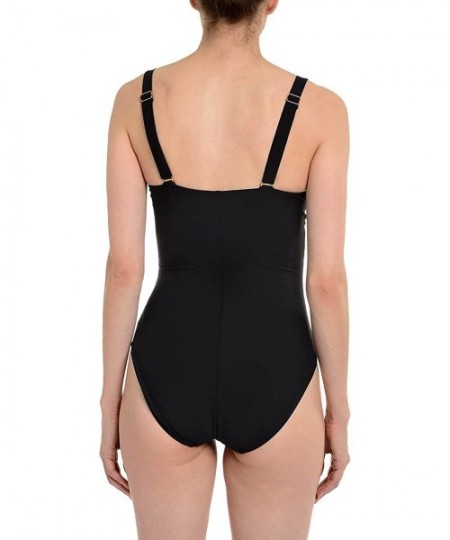 One-Pieces Riveting Ruched Cup Sized One Piece Swimsuit - Black - CW110887HIT