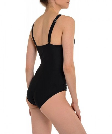 One-Pieces Riveting Ruched Cup Sized One Piece Swimsuit - Black - CW110887HIT