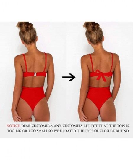 One-Pieces Women's Sexy Criss Cross High Waisted Cut Out One Piece Monokini Swimsuit - Red - CC18NEL2DX2