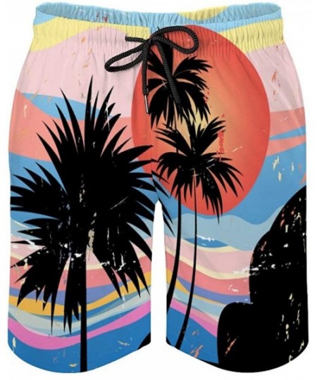 Trunks Tropical Landscape Palm Boardshorts Men's Breathable Swim Shorts with Pockets Casual Sports - C019E8Q87XT