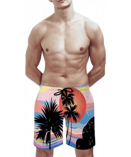 Trunks Tropical Landscape Palm Boardshorts Men's Breathable Swim Shorts with Pockets Casual Sports - C019E8Q87XT