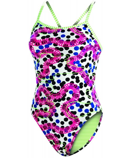 Racing Uglies Women's Swimwear Double Strap Back One Piece Swimsuit - Sassy - C4195HXWCLW